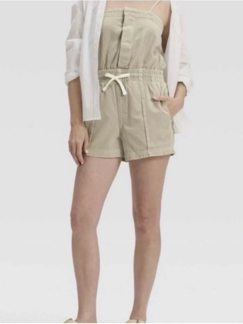 Universal Thread Beige Utility Romper with Drawstring- New without tags - Picture 2 of 6